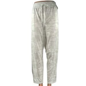 NEW Gap Runaround Womens White Gray Camo Drawstring Wide Leg Sweat Pants Size XL